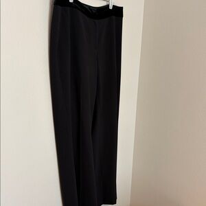 Apostrophe Black Wide-Leg Dress Pants with Velvet Waistband